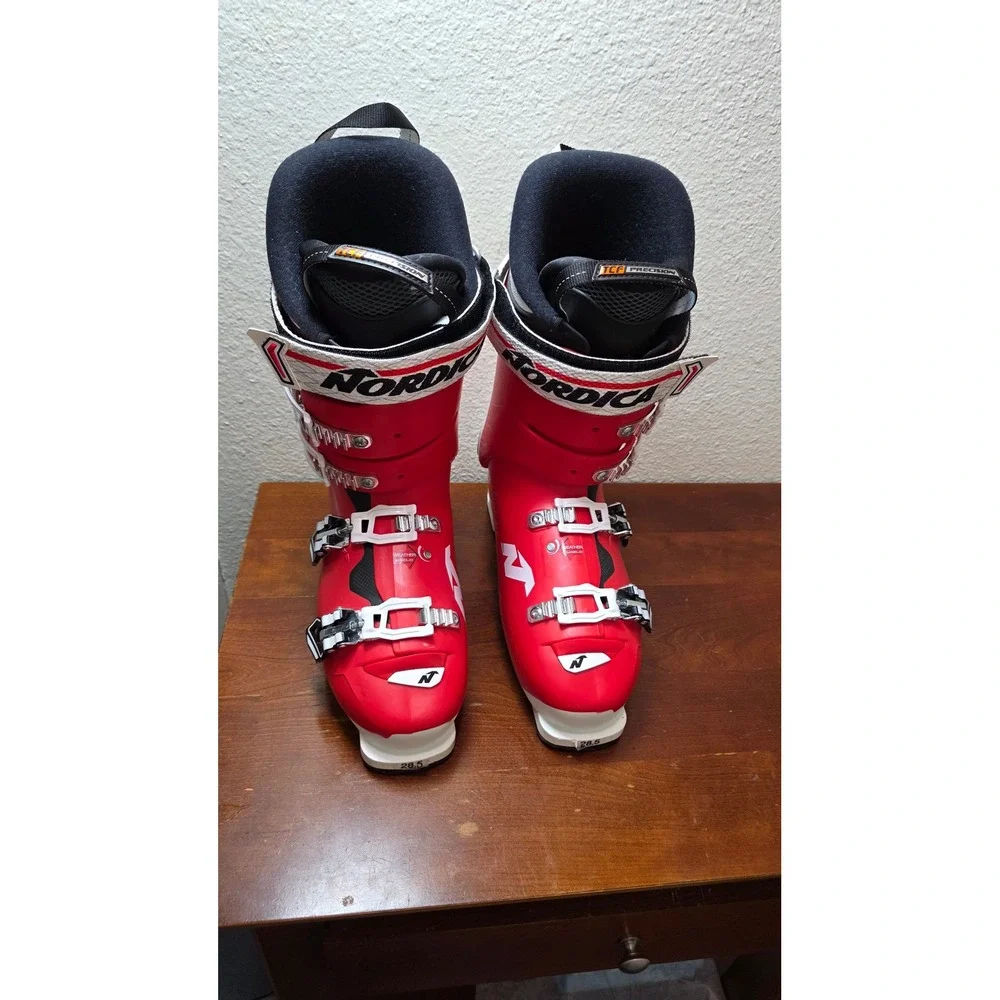 Nordica Speedmachine 100 Ski Boots Mens 28.5 Red White All Mountain Alpine Skiin